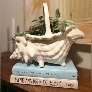 VINTAGE Ceramic Shell Basket Planter - Coastal Decor